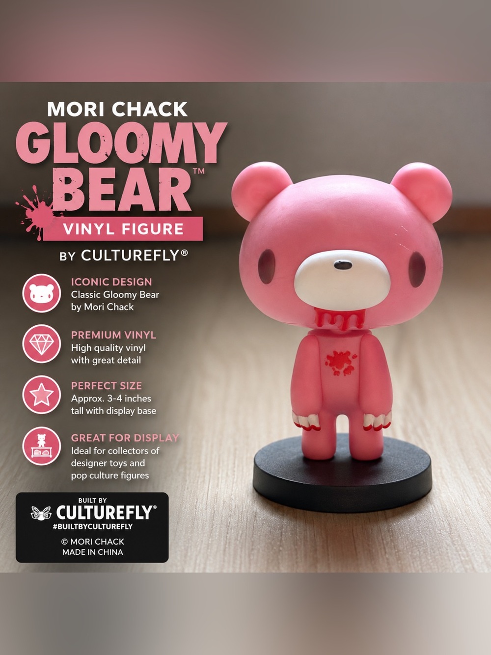 Mori Chack Pink Gloomy Bear Mini Vinyl Figure CultureFly Collectible Display Toy